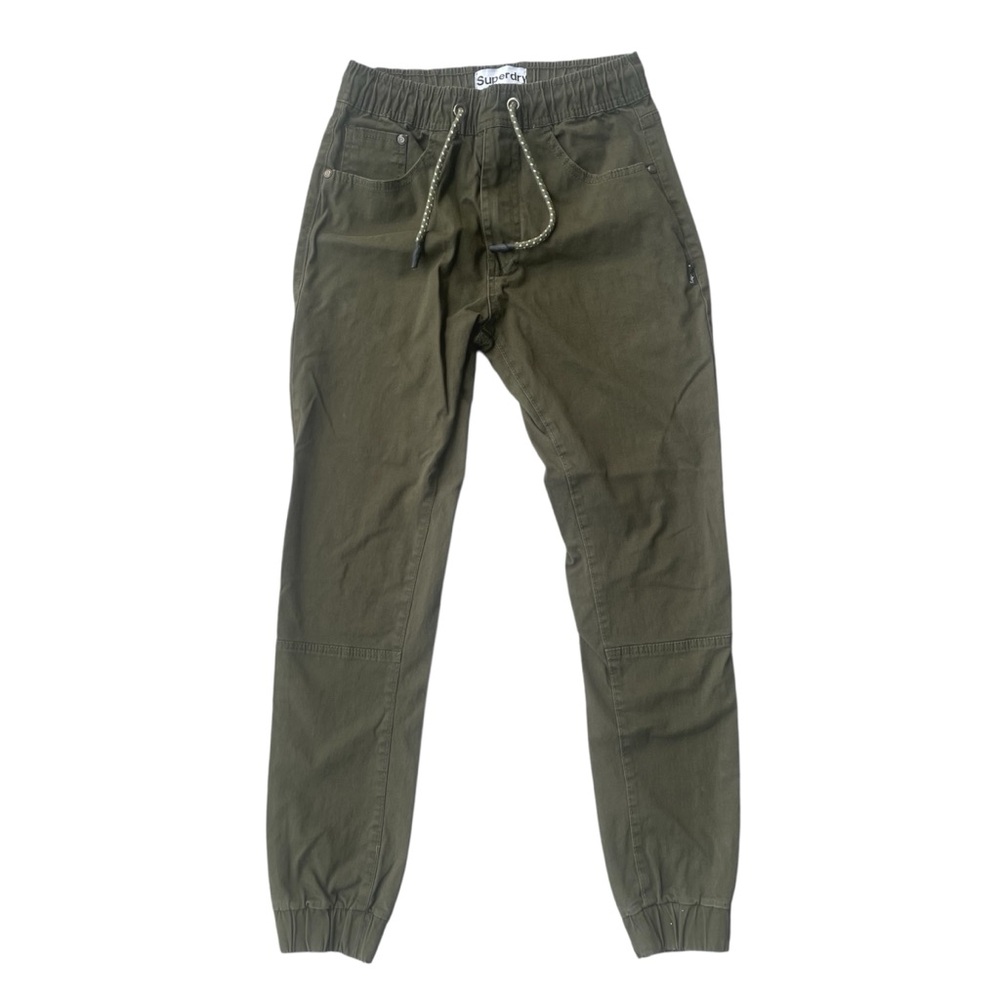 Women’s Superdry Joggers 28 Small Olive Green Chino Pants Stretch Mens